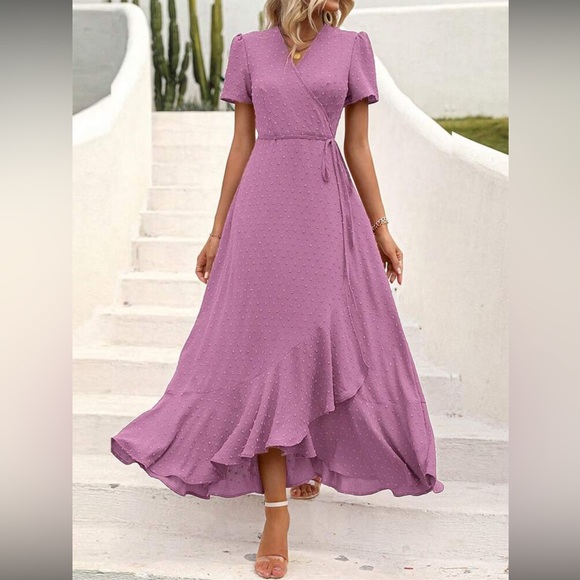 Dresses & Skirts - Elegant Purple  Wrap Dress